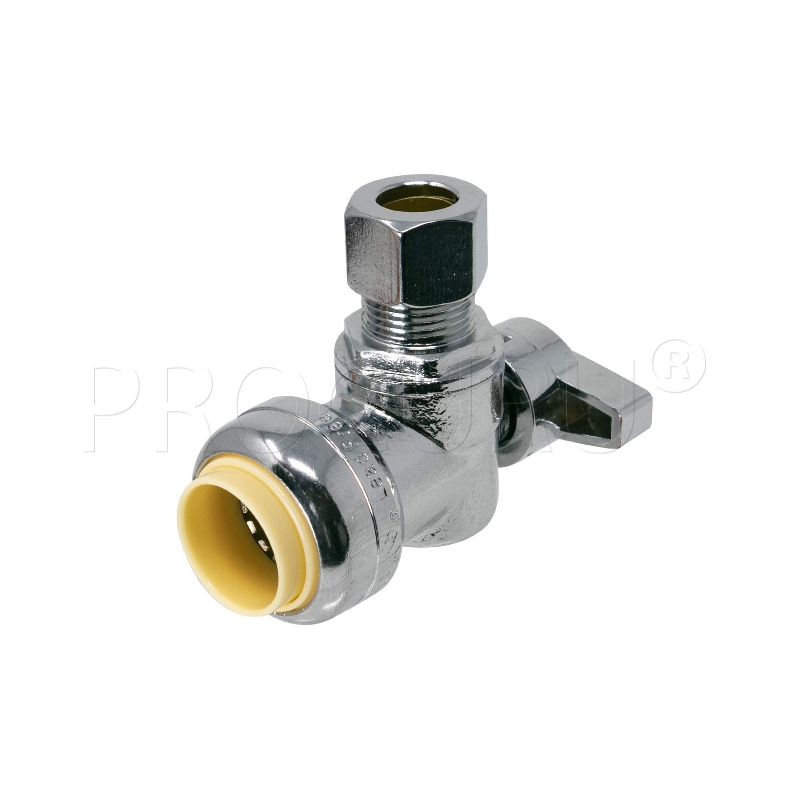2-Pack 8X8012-2P PushFit Angle Stop Valve, 1/2 Nom x 3/8 OD, Quarter-Turn