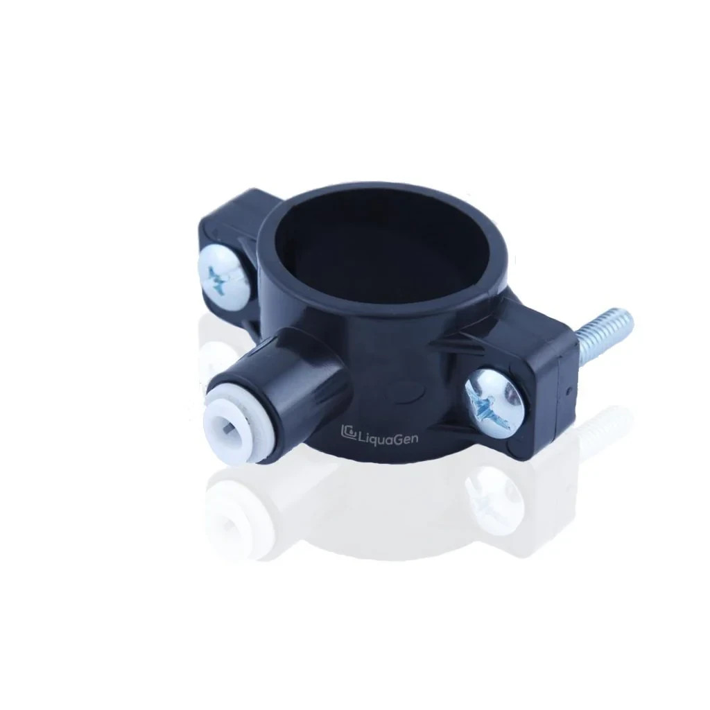 LiquaGen Drain Saddle Valve — RO System Waste Water Line Clamp Kit ¼ Inch
