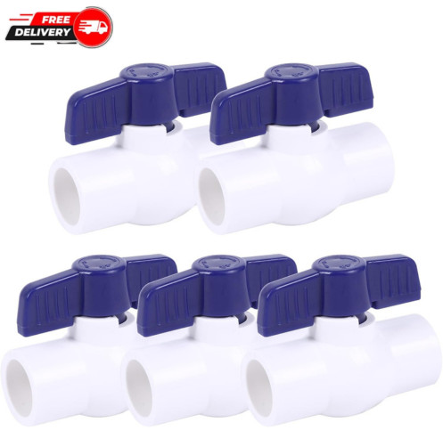 5 Pack PVC Ball Valve 1/2″ Slip, Water Pipe Shut-Off Valve, T Handle Plastic …