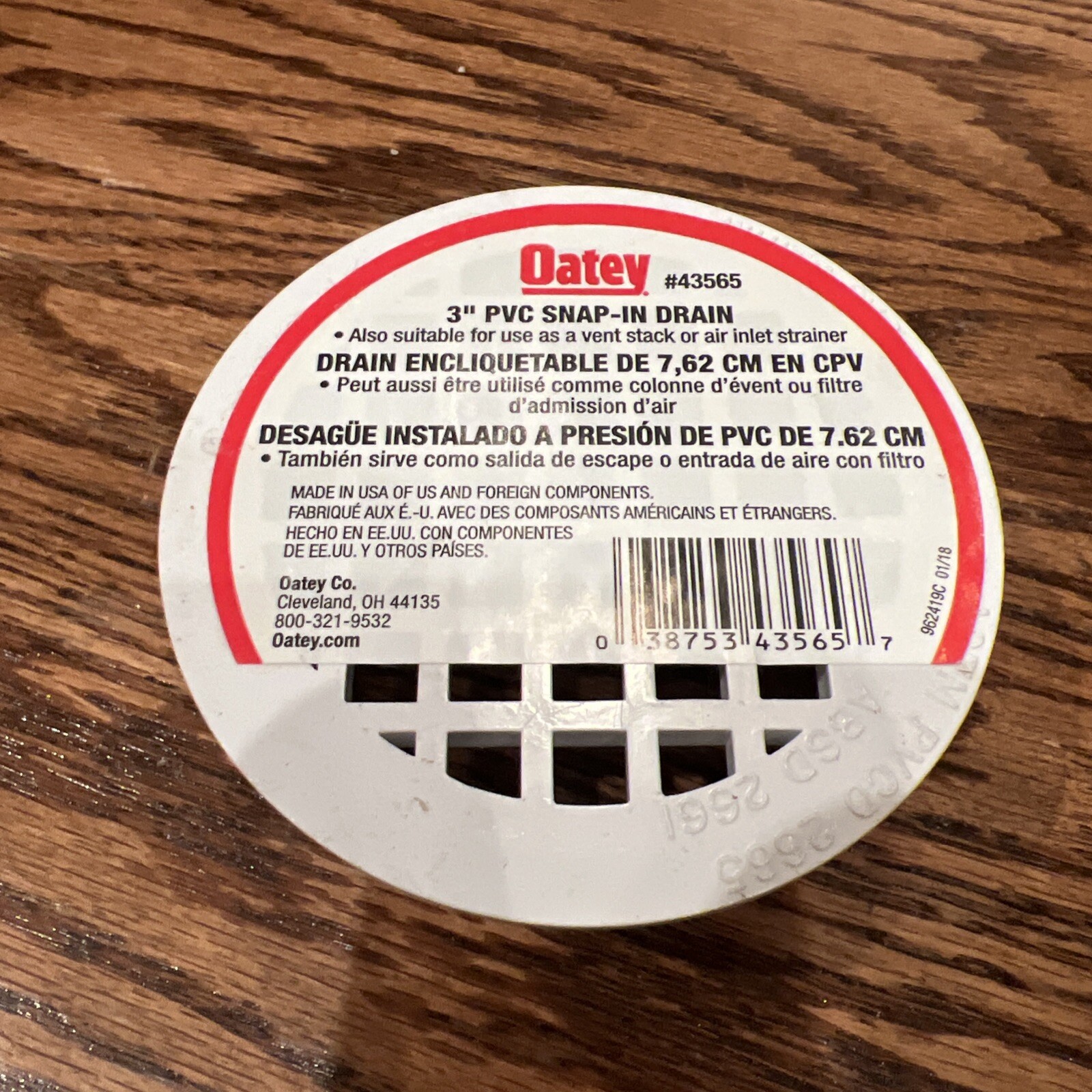Oatey 3 in. Round Snap-In White PVC Shower Drain 43565 White