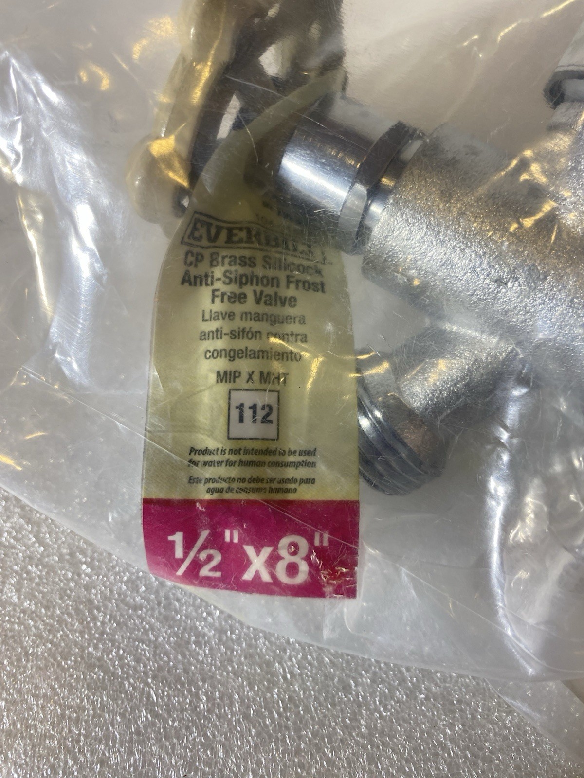 Lot of 6 Everbilt 1/2 in x 8 in Brass Anti-Siphon Frost Free Sillcock Valve