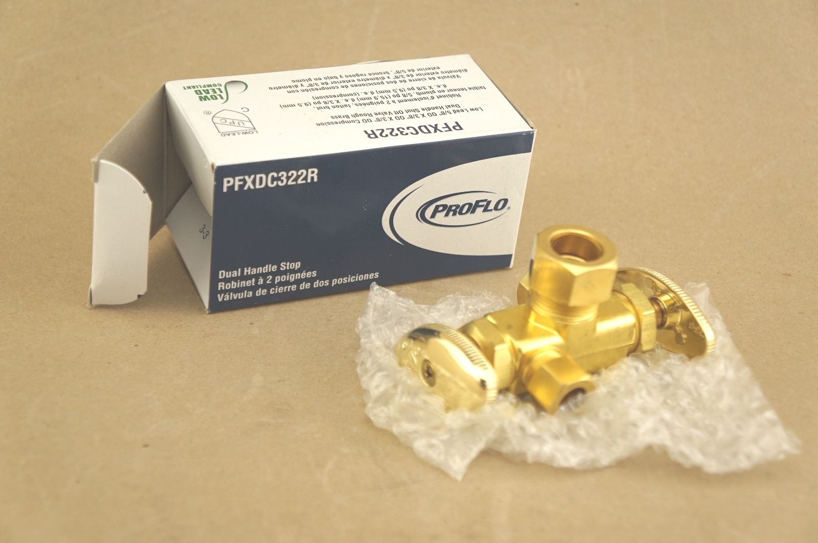 NEW ProFlo 5/8″ in. Compression Dual Handle Valve Rough Brass PFXDC322R ShpsFREE