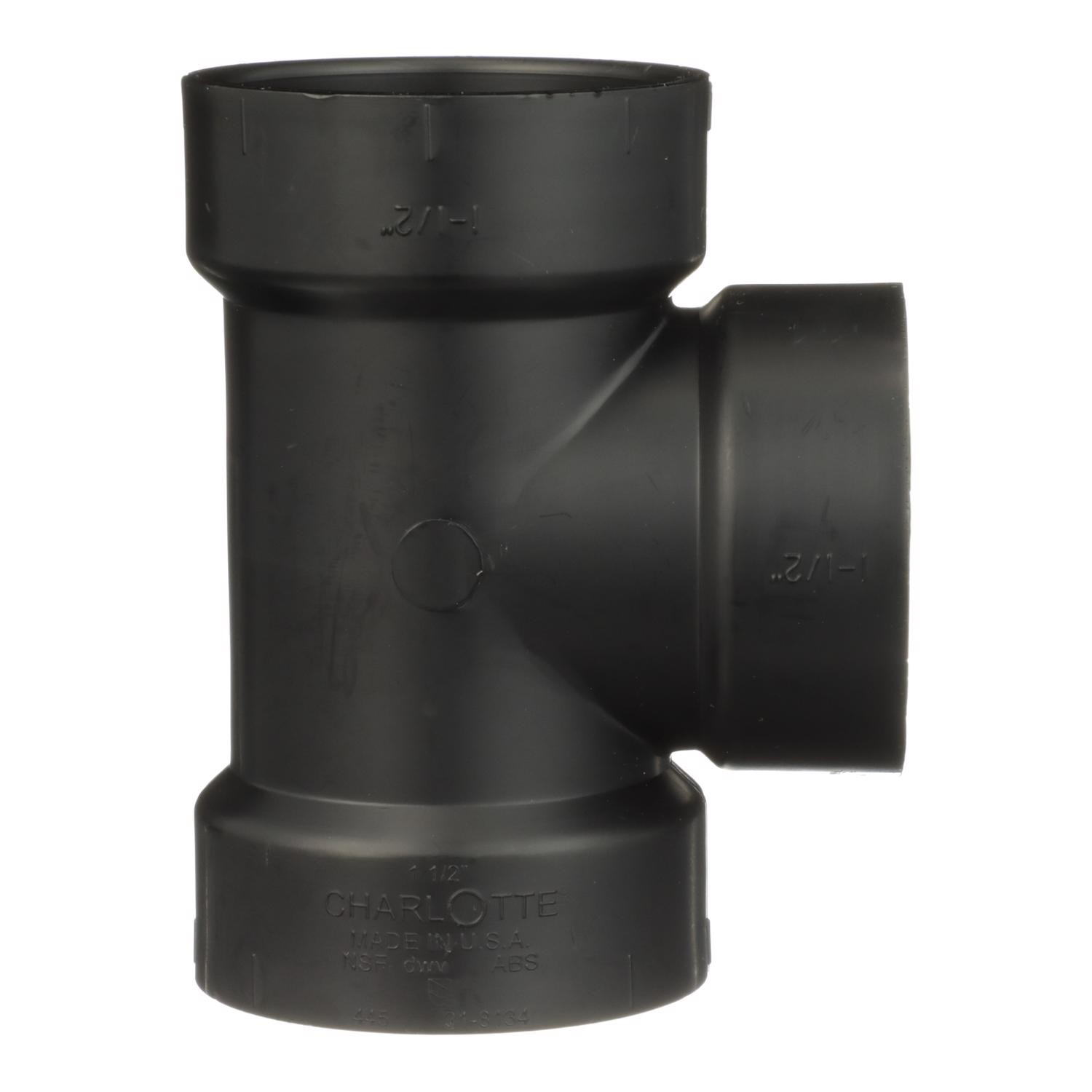Charlotte Pipe ABS004450600 Black ABS Flush Cleanout Tee 1-1/2 x 1-1/2 Hub in.