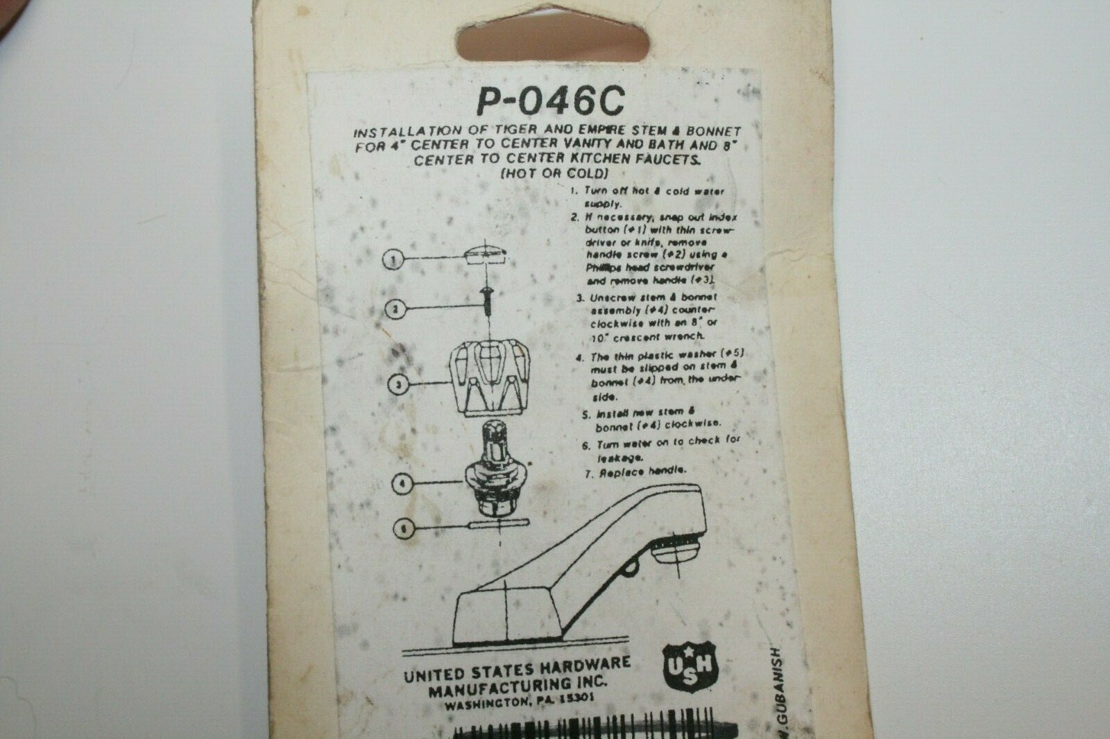 Mobile Home Center Faucet Stem P-046C Tiger & Empire United States Hardware New