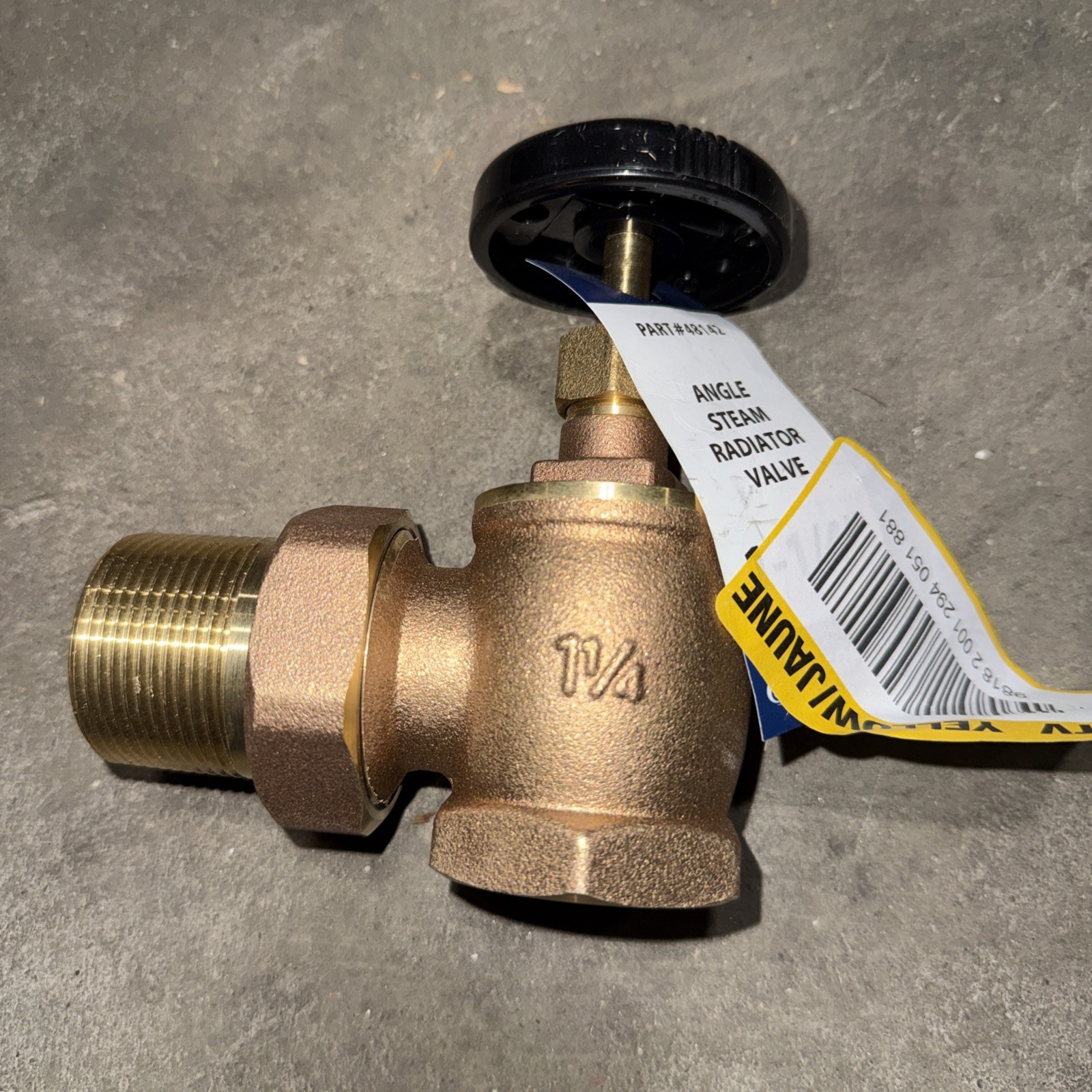 Everflow 1-1/4 in Angle Steam Radiator Valve Brass 48142 NEW