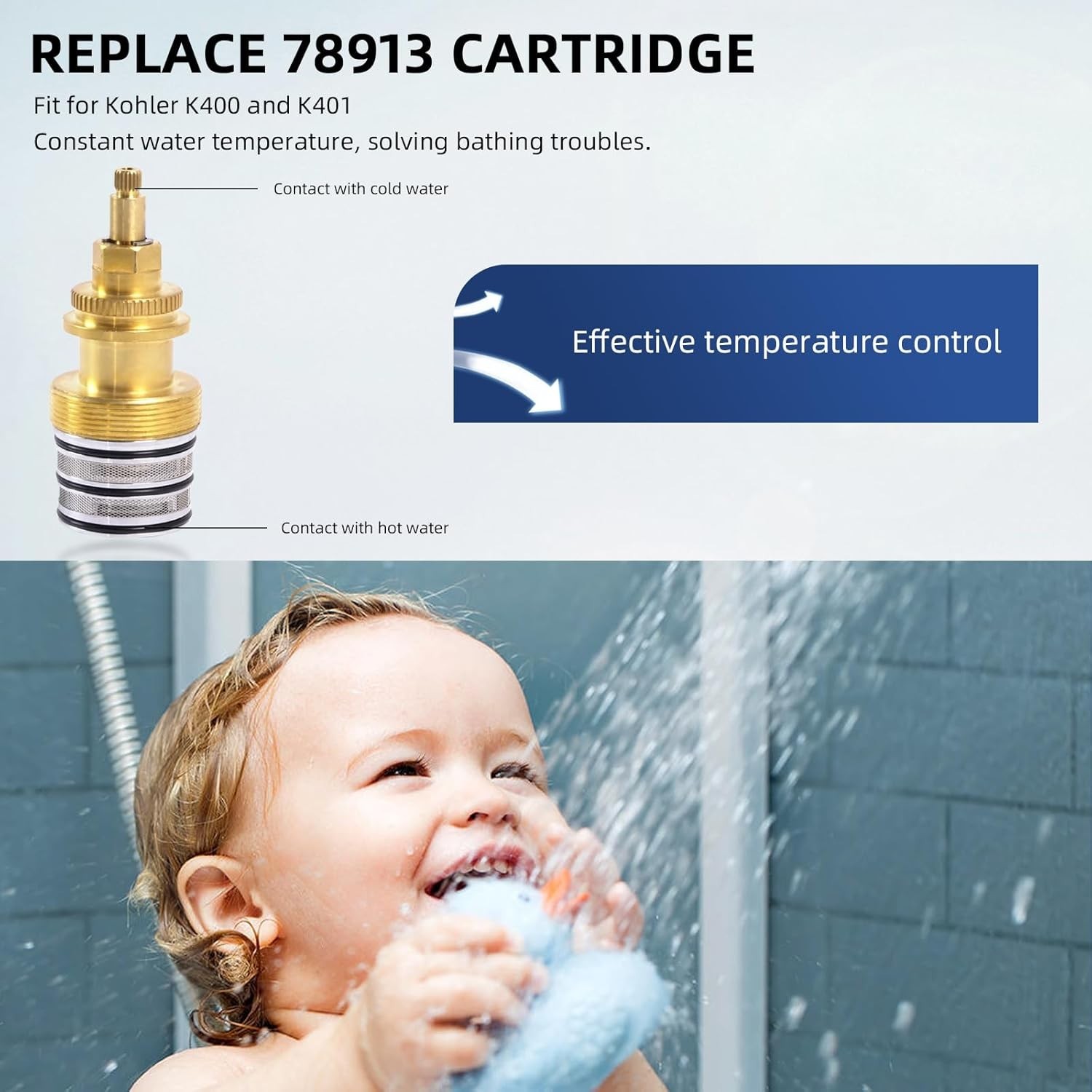 Thermostatic Water Valve, 3/4’’ Valve High Flow Rate Cartridge for Kohler K400/K