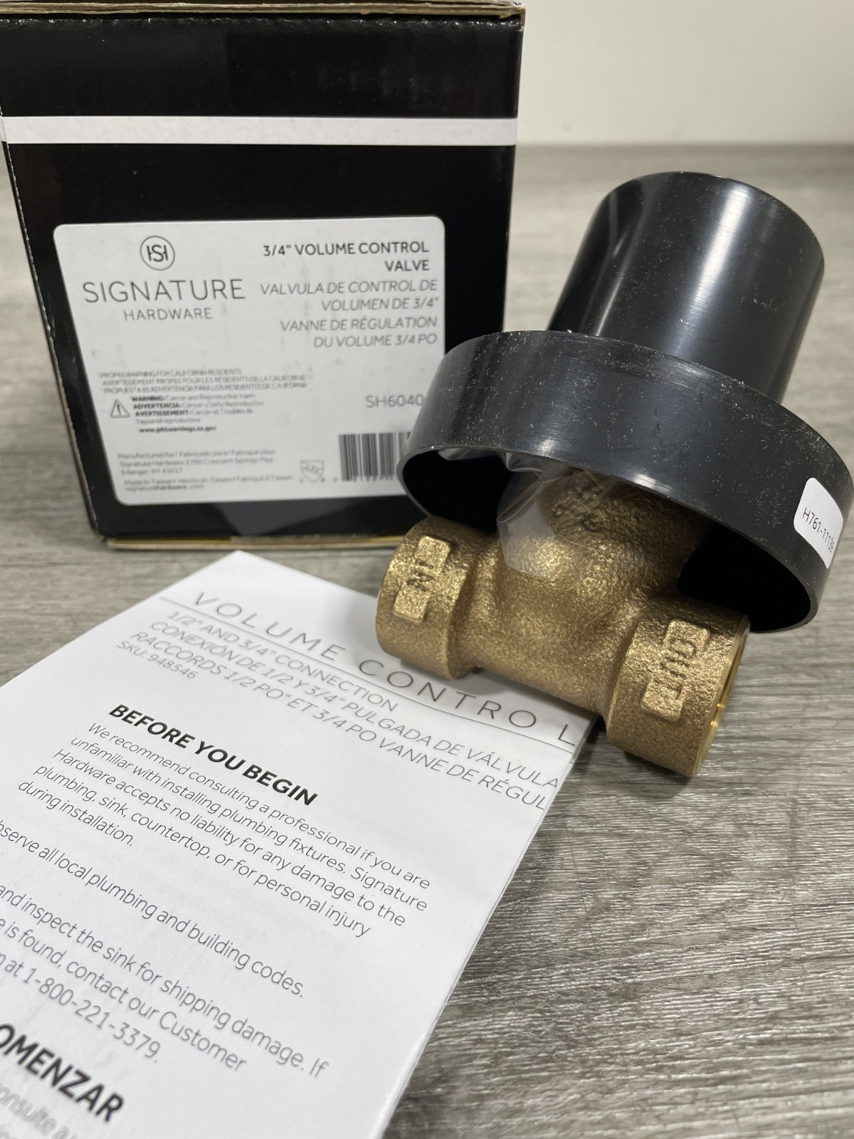 Signature Hardware SH6040 Volume Control Rough-In-Valve 3/4” Connection