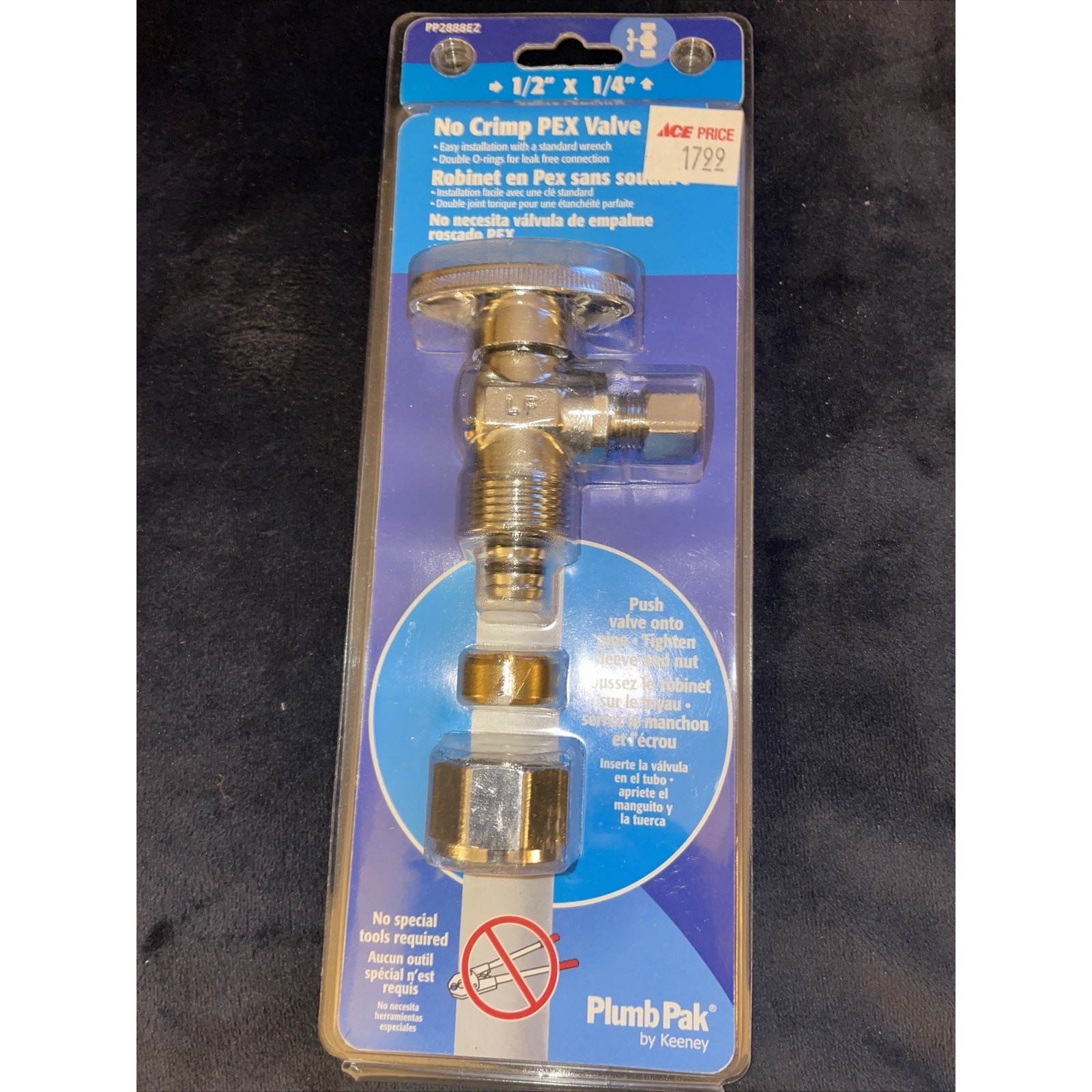 Plumb Pak PP2888EZ 5/8 x 1/4 Compression in. Chrome Plated PEX Angle Valve