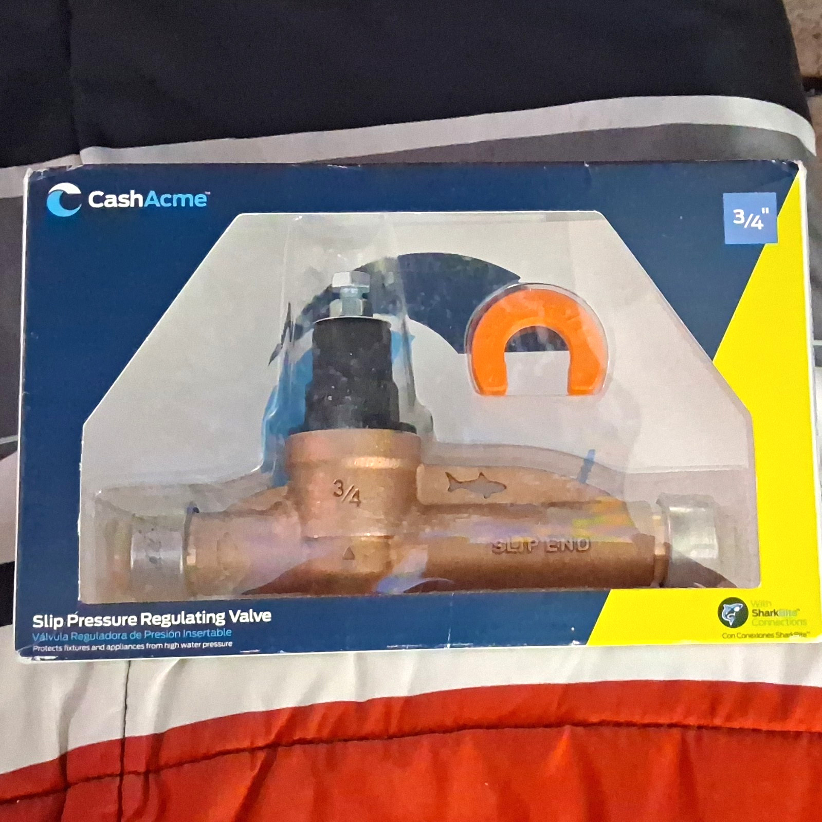 Cash Acme 3/4in Brass Adjustable Slip Pressure Regulator, SharkBite Compatible