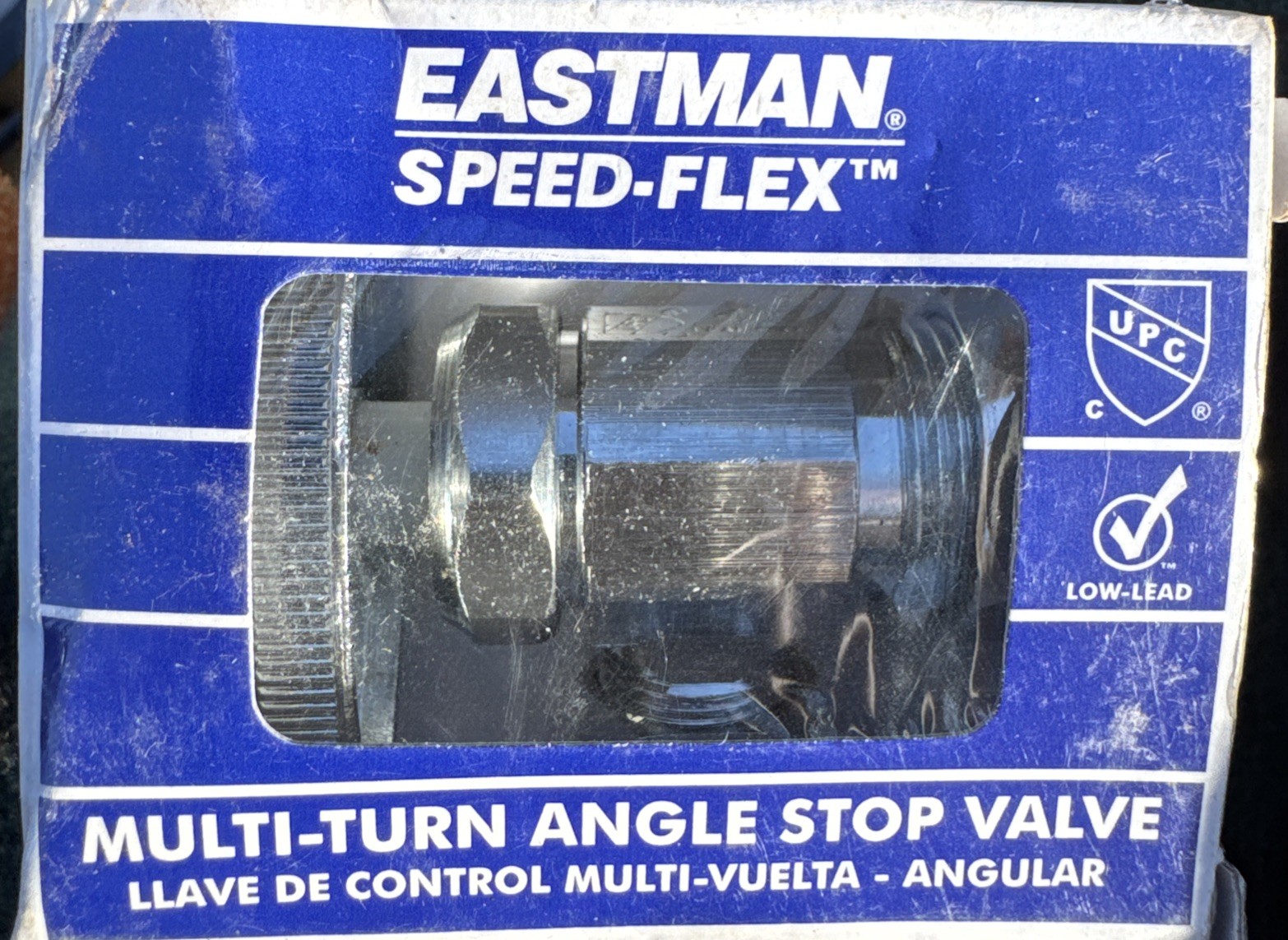 Eastman Multi-Turn Angle Stop Valve with Nut and Sleeve, 3/8 Inch OD x 5/8 Inch