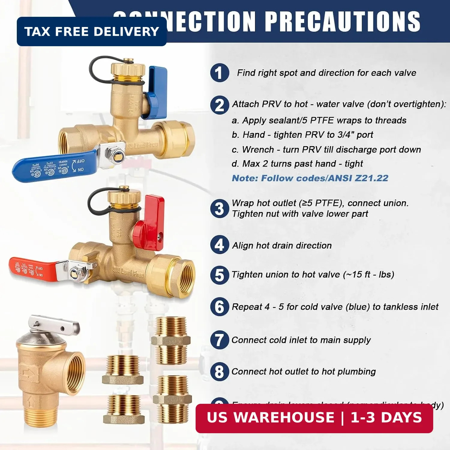 Isolator Tankless Water Heater Valve Kit – Premium 8-Piece All-Brass Flushing &