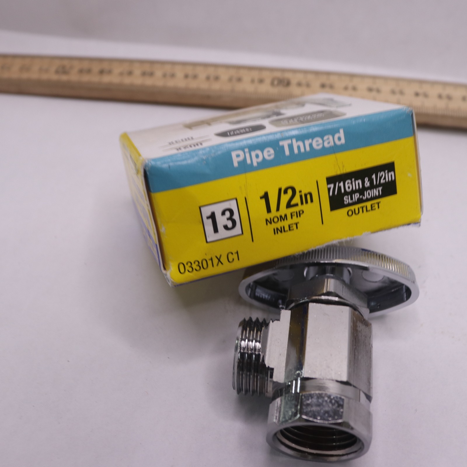 BrassCraft Slip-Joint Outlet Multi-Turn Angle Valve Chrome Plated Brass O3301X C