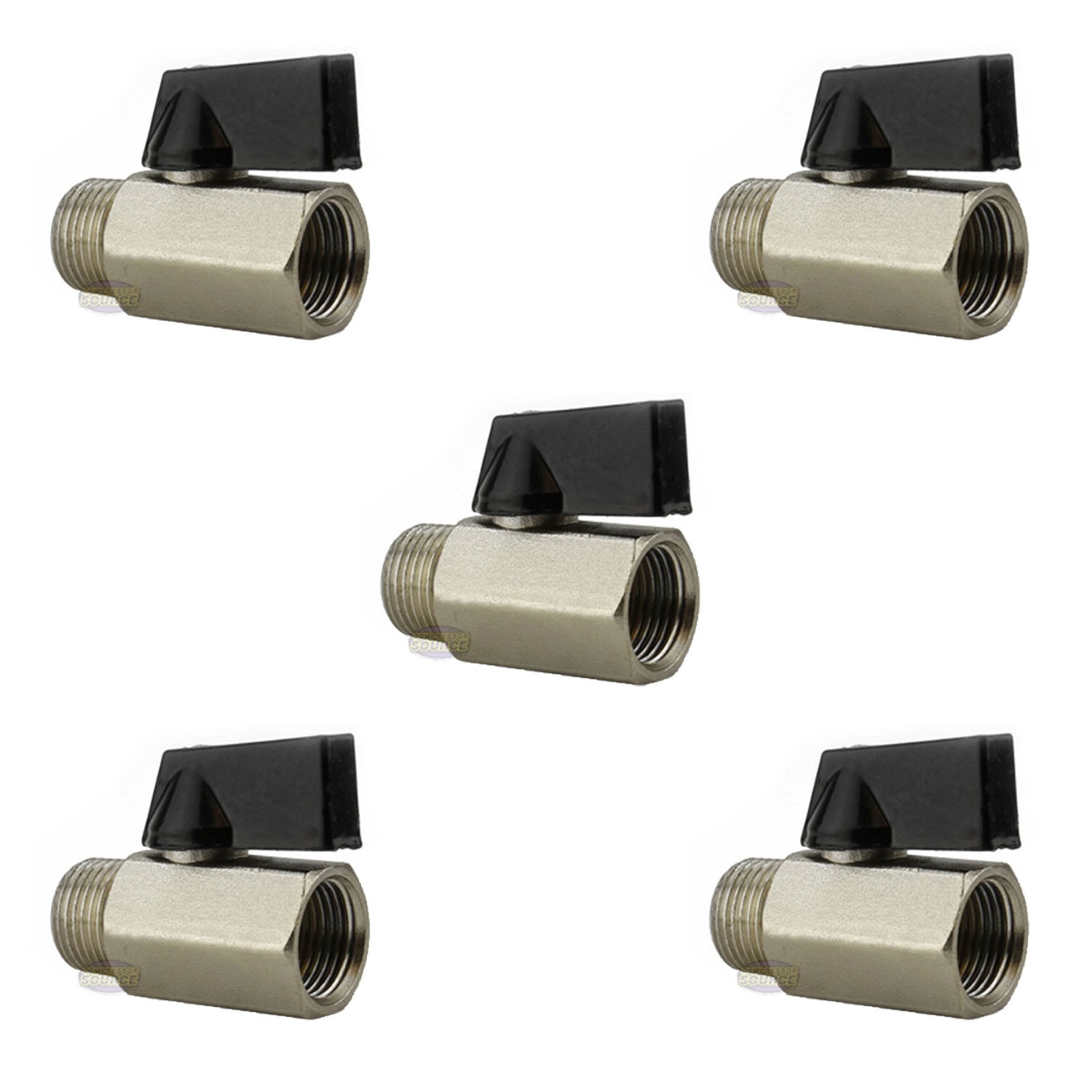 5 pk Mini 1/4″ Male x Female NPT Brass Ball Shut Off Valve Water Air Fluid WOG
