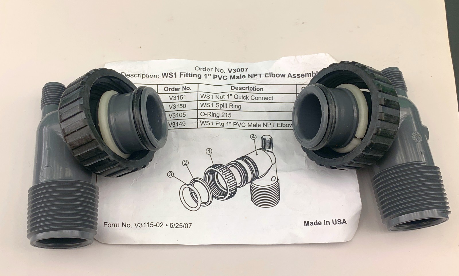Clack WS1 V3007 PVC 1″ NPT Male Elbow Assembly – (V3007)